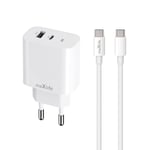 USB-Laddare PD QC 30W med USB och USB-C  + USB-C-Kabel 60W