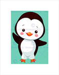 Wee Blue Coo Nursery Penguin Black White Bird Kids Bedroom Wall Art Print