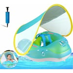 Lts Fafa - Bouee Bebe avec Parasol Amovible Bleu Siege Bébé Bouee Piscine Enfant de 6 à 36 Mois Nouveau Bouée de Natation Gonflable(L,diamètre