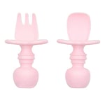 Bumkins Chewtensils Ensemble Fourchette/Cuillère en Silicone pour Bébé - Rose