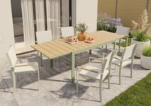 Salon de jardin table extensible et fauteuils 6 personnes GoodHome Rowa