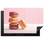 KitchenYeah© Protege Plaque Induction 80x52 cm Decoration Cuisine Tapis de Protection Pour Plan De Travail Cuisson Protégé Macarons - Coloré - Paris - Rose - 80x52 cm