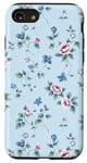 Coque pour iPhone SE (2020) / 7 / 8 Bleu vintage avec petites branches florales