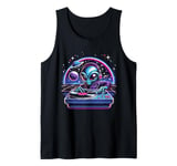 Retro Alien Party Disco DJ Mixing at the Dance Music Decks Tank Top