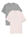 Amazon Essentials Men's T-Shirt Regular-Fit Short-Sleeve Crewneck, Pack of 2, Grey Heather/Pale Pink, S