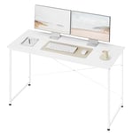 WOLTU Bureau Blanc, Bureau Informatique,140x60 cm, Table de Bureau, Bureau Chambre, Poste de Travail, Bureau Ordinateur, Cadre en Métal, Bureau Scandinave, en Bois d'Ingénierie