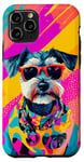 Coque pour iPhone 11 Pro Figurine schnauzer miniature tendance et colorée Pop Art