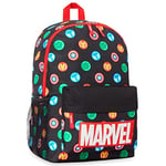 Marvel Sac à Dos Enfant Cartable Garcon Primaire CP Super Heros Avengers Spiderman (Noir Aop)