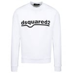 Dsquared2 Mens Classic Raglan Fit Logo White Sweatshirt Cotton - Size X-Large