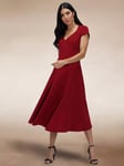 HotSquash Cap Sleeve A-Line Midi Dress, Wine