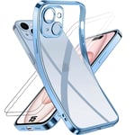 Coque Pour Iphone 15 Bleu + 2 Verres Trempés Vitre Protection D'écran - E.F.Connection