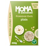 MOMA Porridge PLAIN (No Added Sugar) Breakfast Jumbo Oats - Box of 450g - Gluten Free, High in Fibre, Source of Protein, Rich in Vitamin B6 - Made in UK