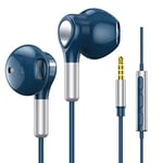 Headphones Wired, In-Ear Wired Earphones Earbuds, Half in Ear Headphones 3.5mm Jack, Wired Headphones with Microphone and Volume Control for iPhone, Samsung, Android, iPad,MP3,Most 3.5mm Audio Devices