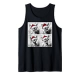 Funny Sphynx Cat in Santa Hat Christmas Photobooth Selfie Tank Top