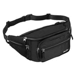 ProCase Sac Banana/Sacoche de Ceinture Homme Femme, Fanny Pack Waist Pack Léger Ville de Sécurité pour Voyage, Sac à Taille pour Randonnée Outdoor Sport -Noir