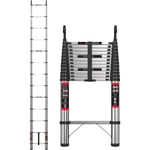 Échelle Télescopique en Acier inoxydable 5m-16,4FT, Escabeau Telescopique avec Crochets, Pliable Échelle Télescopique Extensible