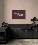 A.S. Création WTD Mantiburi Impression sur toile avec dictons « I can and I will » Rouge gris 90 x 60 cm Format paysage – Décoration murale moderne pour chambre à coucher, salon, cuisine – Image sur