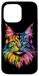 Coque pour iPhone 14 Pro Max Maine Coon Chat Couleurs Arc-en-ciel Colorées Maine-Coon