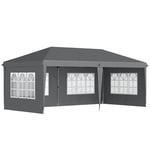 Outsunny Tonnelle Pop-up Pliante - Tente de réception - 3 x 6 m - pavillon chapiteau Barnum - 3 cotés démontables - piquets d'ancrage au Sol + Sac de Transport Inclus Gris