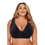 Yagerod MASI BRA-Plus Size Front Closure Elastic Push Up Comfort Bra-Seamless Lifts Bra Black 4XL