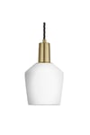 Sleek Opal Glass Schoolhouse Pendant Light, 5.5 Inch, White, Brass Holder