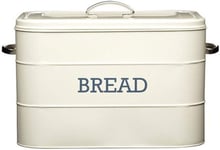 Kitchencraft Living Nostalgia Large Metal Bread Box Bin, Antique Cream