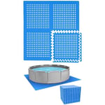 Tapis de Sol pour Piscine ronde - EYEPOWER - 52 Dalles de Protection EVA 62 x 62 cm - Bleu