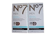 2x No7 Men Soothing Moisturiser SPF 15 50ml Sensetive Care New But Damaged Boxes