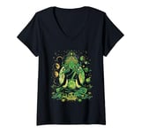 Womens Nature Goddess Witch Mother Earth and Moon Phase Cottagecore V-Neck T-Shirt