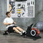 Water Rowing Machine, Foldable Rower with Wheels and LCD Monitor, Black