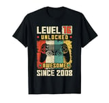 16th Birthday Gift Boy Gamer Level 16 Unlocked 2008 Birthday T-Shirt