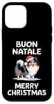 Coque pour iPhone 12 mini Buon Natale, chien de berger des Shetland, Sheltie, Noël, Italie, Père Noël