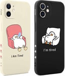 2 Pi Ces Coque Pour Iphone 12 6,1 Pouces, Tui De Protection Avec Aesthetic Design Motif, Antichoc Silicone Tpu Anti-Rayures Housse Etui Bumper Cover Pour Iphone 12, Canard