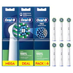 Oral-B Pro Cross Action Electric Toothbrush Head, X-Shape and Angled Bristles for Deeper Plaque Removal, Pack of 6 Toothbrush Heads, White