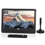 August TV Portable 10” avec Lecteur DVD Intégré DA383 - Enregistrement TV TNT HD DVB-T2 avec Batterie Rechargeable, CD/DVD/USB/Carte SD, HDMI, AV - Sortie Auxiliaire pour Caravane, Voyage et Maison