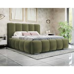 Torreon - lit coffre - 140x200 - sommier inclus - en velours - vert