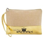 Trousse en jute de maquillage dore pochette reine de beaute personnalisee