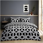 GC GAVENO CAVAILIA Reversible Geometric Kingsize Duvet Cover Sets, Printed Comforter Bed Set, Breathable Hexagon Printed Black Quilt Cover Set,