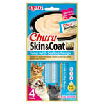 INABA Churu Skin & Coat - Friandises pour Chats en Purée au Thon et Pétoncle - Oméga 3 & 6 et Taurine - Snacks pour Félins, Texture Onctueuse - Nourriture pour Chats, Peau & Pelage - 4 Tubes x 14g