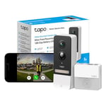 Tapo 2K 5MP Smart Wireless Security Camera Doorbell, Battery-powered wifi doorbell camera, Two-Way Talk, IP64, Colour Night Vision, Cloud &Local Storage, Works with Alexa & Google Home, (Tapo D230S1)