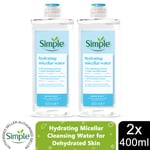 2x 200ml or 400ml Simple Water Boost Hydrating Micellar Water For Dry Skin