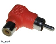 Adaptateur RCA male / femelle 90° rouge - RCA 90° Red Adapter Male Female