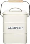 KitchenCraft Living Nostalgia Metal Kitchen Compost Bin, Antique Cream, 16.5 x 1