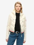 Superdry Hooded Storm Fuji Hybrid Bomber Jacket - White, White, Size 16, Women