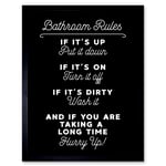 Funny Bathroom Wall Art Toilet Rules Sign Funny Decor Art Print Framed Poster Wall Decor 12x16 inch