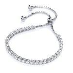 Silver  CZ Tennis Eternity Adjustable Toggle Slider Bracelet 4mm - GVB320