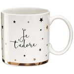 DRAEGER PARIS | Mug Black & Gold porcelaine fine "Je t'adore" | Idée Cadeau collègue, amie, copine, amitié | Tasse à thé, tasse à café avec Coffret Cadeau