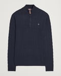 Morris Merino Cable Half Zip Navy