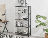 Ashton Industrial Black Metal Box Shelf Unit With 5 Scratch Resistant Melamine Coated Shelves Supporting 10KG Each