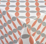 Venilia Nappe "Luna Orange" linge de table toile cirée maintenance réduite hydrophobes, Polyester, PVC, rectangulaire, 140 x 200 cm, 55033